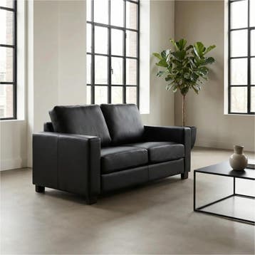 Leren bank Energy - 2 zits - Toledo Nero (zwart) - Poten, 150 tot 200 cm, Nieuw, Ophalen of Verzenden, Modern