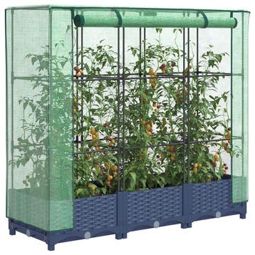 vidaXL Verhoogde plantenbak met kashoes rotanlook 120x40x123, Verzenden