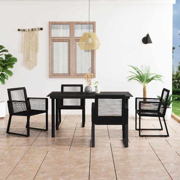 vidaXL 5-delige Tuinset PVC-rattan zwart, Verzenden, Nieuw, Tuinset
