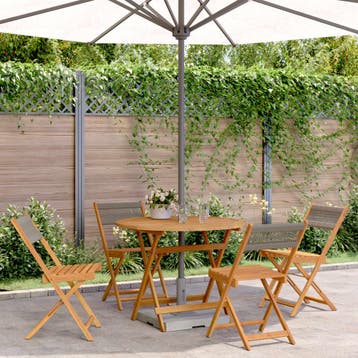 vidaXL 5-delige Tuinset polypropeen en massief hout grijs, Verzenden, Tuinset
