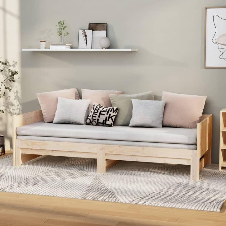 vidaXL Slaapbank uitschuifbaar massief grenenhout 2x(80x200), Maison & Meubles, Chambre à coucher | Lits, Envoi