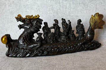 drakenboot met de Acht Onsterfelijken (, Ba Xian) - Brons