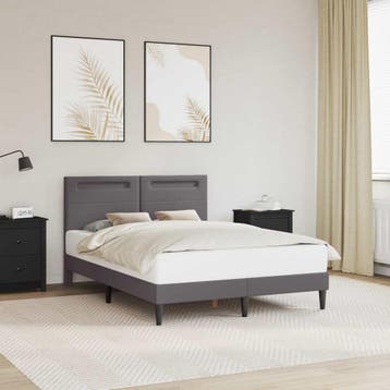 vidaXL Bedframe met LED-stripverlichting Grijs 140 x 190 cm, Verzenden