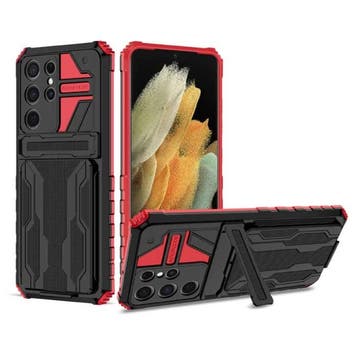 Samsung Galaxy S21 FE - Armor Card Slot Hoesje met Kickstand, Verzenden