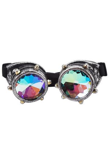 Goggles Steampunk Bril Studs Oud Zilver Montuur Caleidoscoop, Ophalen of Verzenden, Nieuw