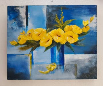 Scuola europea (XX), firmato Laplanche - Giallo in Fiore, Antiquités & Art
