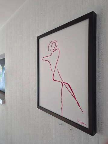 Liesens - Relaxed girl (Handpainted on white canvas met, Antiquités & Art, Art | Peinture | Moderne