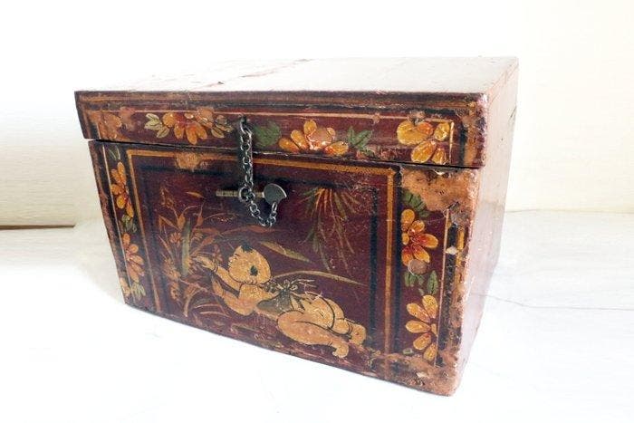 Kist - Hout, Messing, Antiquités & Art, Antiquités | Autres Antiquités