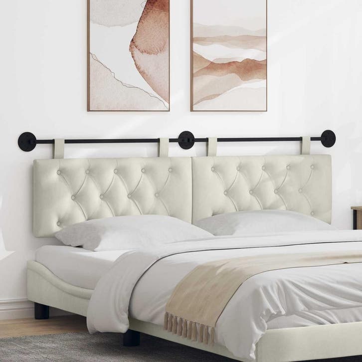 vidaXL Hangend hoofdbord Crème Fluweel, Huis en Inrichting, Slaapkamer | Bedden, Nieuw, Verzenden