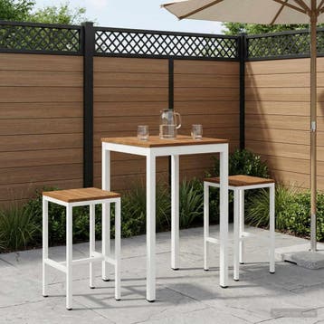 vidaXL Tuin Bar Tafel NAARDEN Natuurlijk en Wit 60 x 60,5 x, Tuin en Terras, Verzenden, Nieuw