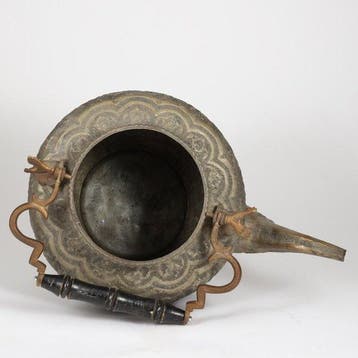 Waterkoker - Grote antieke met de hand gegraveerde tinnen, Antiek en Kunst