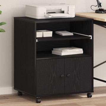 vidaXL Printerstand Zwart eiken 60 x 48 x 74 cm Bewerkt hout, Verzenden