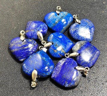 Lapis Lazuli Edelsteen Hartvormige hangers - Hoogte: 33 mm -