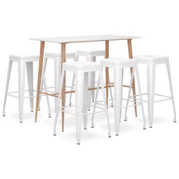 vidaXL 7-delige Barset wit, Huis en Inrichting, Complete eetkamers, Verzenden, Nieuw