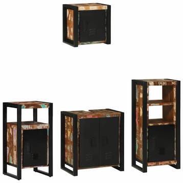 vidaXL Badkamermeubel Set met lade 4 pcs Massief, Verzenden, Nieuw