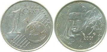 Fehlpraegung 1 Cent 2001 Frankreich unplattiert bfr, Verzenden, België