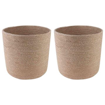 vidaXL Plantenpot Set 2 pcs Naturel Ø 28 x 28 cm 100% Tossa, Verzenden, Nieuw
