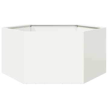 vidaXL Plantenbak zeshoek 104x90x45 cm staal wit, Verzenden, Nieuw