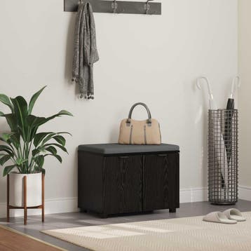 vidaXL Hallenbank Zwarte Eik 60 x 38 x 46 cm Geengineerd, Verzenden