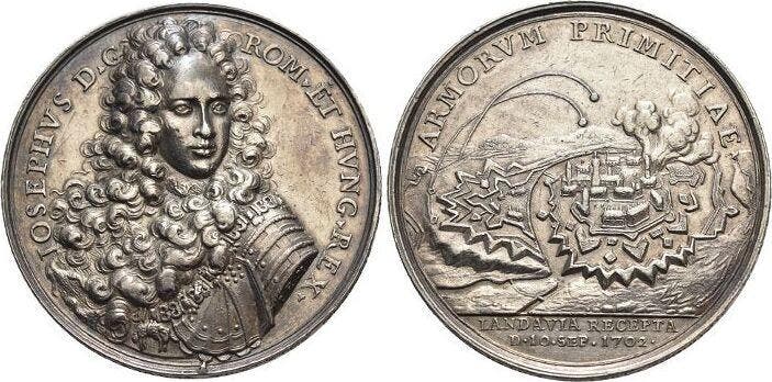 Ar-medaille 1702 Landau, Stadt, Timbres & Monnaies, Pièces & Médailles, Envoi