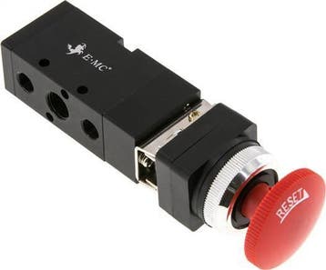 vanne à bouton darrêt durgence 5/2 G1/4 (G1/8) rouge, Verzenden