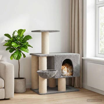 vidaXL Kattentoren met sisal krabpalen Lichtgrijs 96 cm, Dieren en Toebehoren, Verzenden, Nieuw