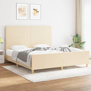 vidaXL Bedframe zonder matras stof crèmekleurig 180x200 cm, Verzenden, Nieuw