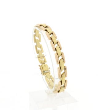 Bicolor gouden Bismarck schakelarmband, Ophalen of Verzenden