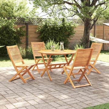 vidaXL Tuin Eettafel Set 5 st Bruin Massief Acacia Hout, Verzenden, Nieuw