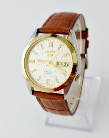 Seiko - 5 Automatic 7S26-0380 Grid Dial Two-Tone - Zonder