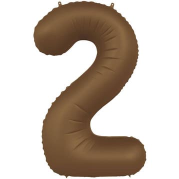 2 Jaar Cijfer Ballon Bruin Mat 86cm, Hobby en Vrije tijd, Feestartikelen, Verzenden, Nieuw