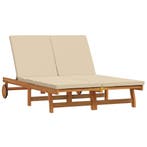 vidaXL Ligstoel Bruin 125 x 200 x 84 cm Massief Acacia Hout, Verzenden