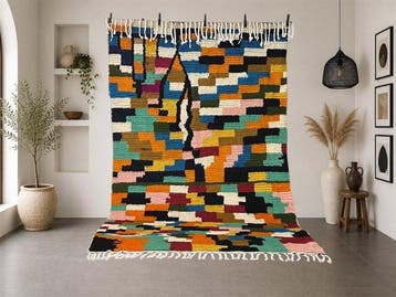 Berber, Azilal-tapijt hedendaags – Levendige kleuren -, Antiek en Kunst