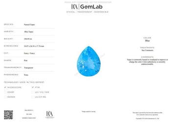 1 pcs Blauw Topaas - 106.69 ct - nternational Colored, Nieuw