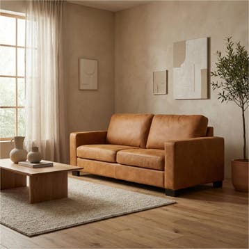 Leren bank Energy - 2,5 zits - Kenia Cognac (cognac) -, Huis en Inrichting, Zetels | Zetels, 150 tot 200 cm, Nieuw, Ophalen of Verzenden