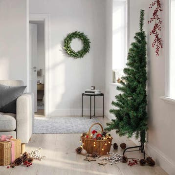 vidaXL Kunstkerstboom met standaard half 150 cm PVC groen, Verzenden, Nieuw