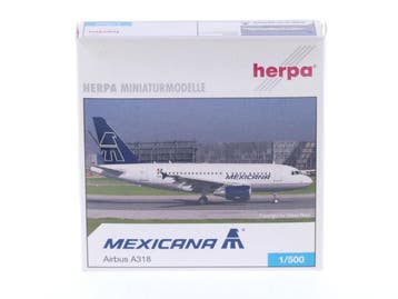 Schaal 1:500 Herpa 509138 Airbus A318 Mexicana Airlines R..., Ophalen of Verzenden, Zo goed als nieuw