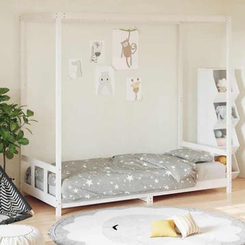 vidaXL Kinderbedframe 90x190 cm massief grenenhout wit, Verzenden