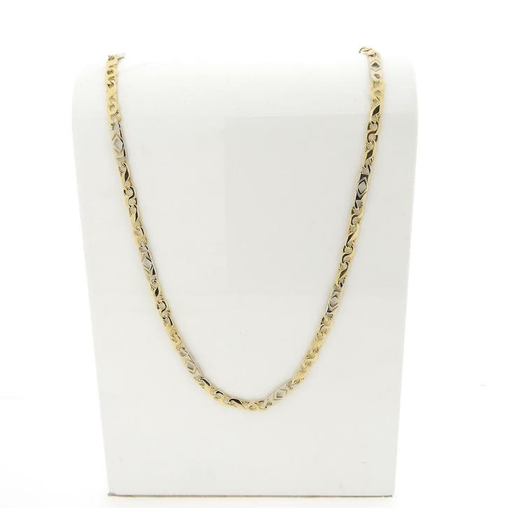 Bicolor gouden herenketting met wiebertjes, Bijoux, Sacs & Beauté, Colliers, Enlèvement ou Envoi