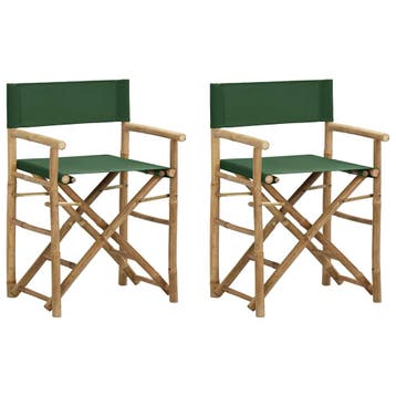 vidaXL Regisseursstoelen 2 st inklapbaar groen bamboe en, Verzenden