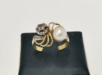 Ring - 18 karaat Geel goud Parel - Citrino