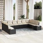 vidaXL Tuinbank Set met kussen 10 pcs Zwart en Crème, Verzenden, Nieuw