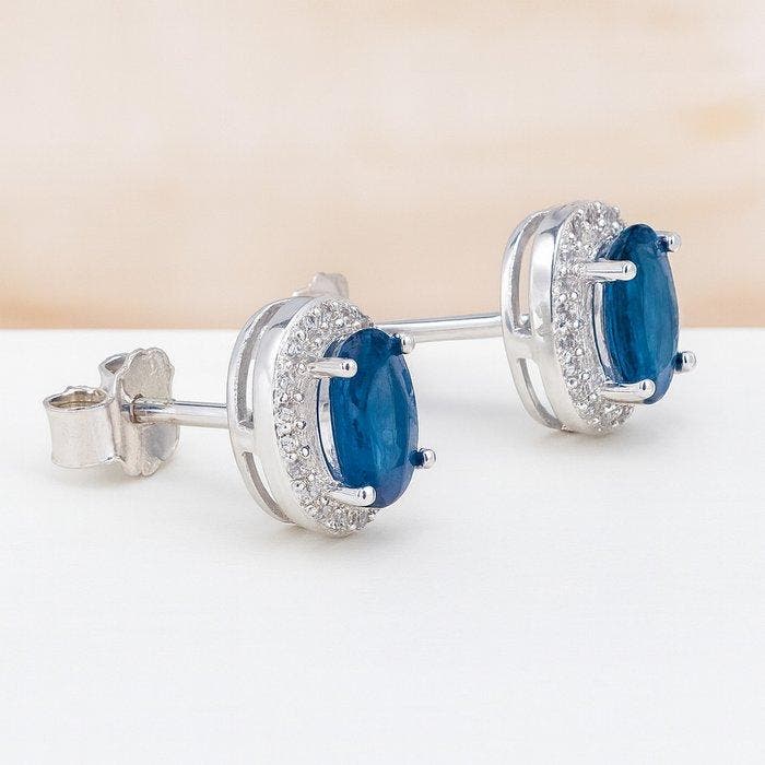 Zonder minimumprijs - Oorbellen Verguld Saffier - Topaas -, Handtassen en Accessoires, Oorbellen