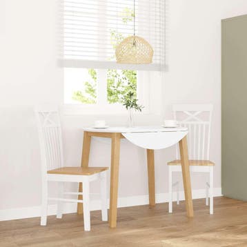 vidaXL Eetkamerstoelen 2 st massief hout rubber wit, Huis en Inrichting, Stoelen, Verzenden, Nieuw