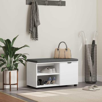 vidaXL Hallenbank Wit 80 x 38 x 46 cm Geengineerd Hout en, Verzenden