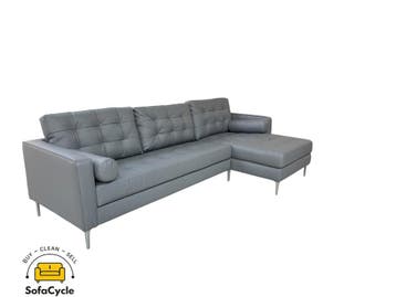 Hoekzetel grijs in skai leder, hoek L/R – overstock, Verzenden, Nieuw