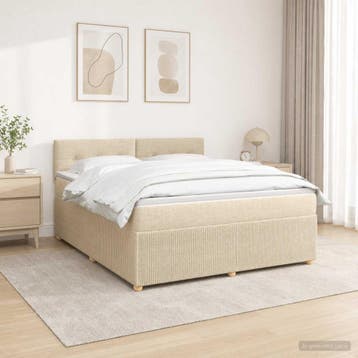 vidaXL Boxspringbed met matras Crèmekleurig 140 x 190 cm, Verzenden, Nieuw