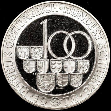 Oostenrijk. 100 Schilling 1978 - Arlberg-Tunnel (Proof)
