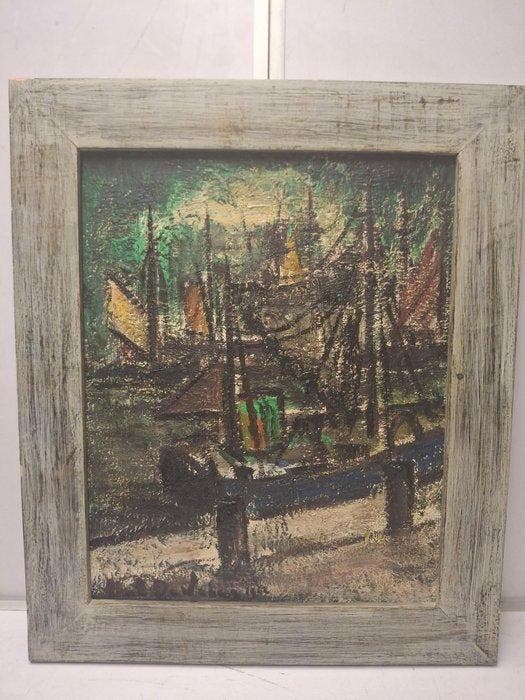 Hubert de Vries (1899-1979) - Haven van Antwerpen, Antiek en Kunst, Kunst | Schilderijen | Klassiek