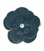 Haarspeld Duckklem & Broche 6cm – Lederlook Bloemvorm –, Nieuw